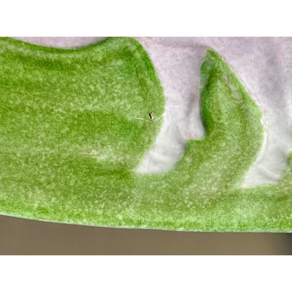 Lime Green Pink Pig Majolica Oval Serving Platter Made in Italy 9 3/8